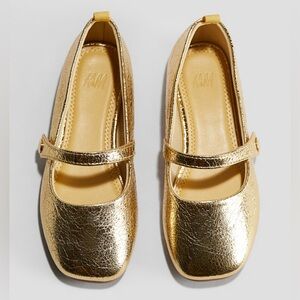 H&M Metallic Gold Girls' Mary Jane Shoes Size 11